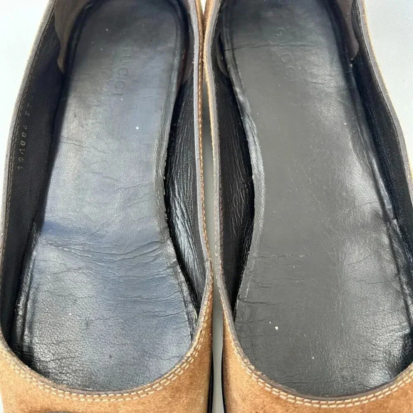 Gucci Interlocking GG Logo Ballet Flats Shoes Brown Suede Slip Ons 7.5 Size 37.5 - Picture 11 of 11